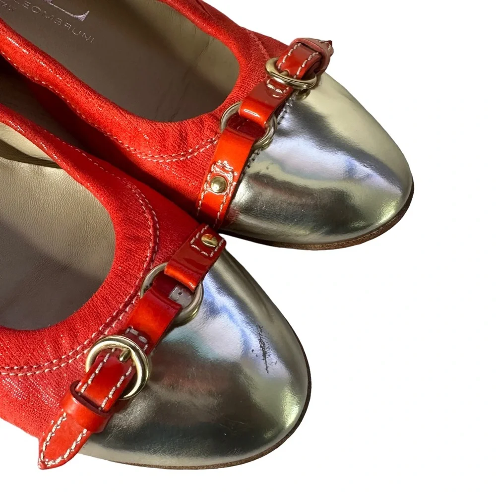 AGL Attilio Giusti Leombruni Orange Leather Flats Cap Toe Women Size 38.5 US 8.5